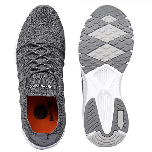 Bacca Bucci® Men's Stella Comfortable Running Shoes with Adaptive Smart Cushioning 5 in 1 uni-Moulding Technology Professional Non Slip Sneakers for Walking, Tennis, Fitness & Gym-Grey