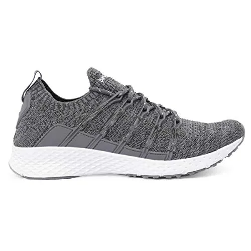 Bacca Bucci® Men's Stella Comfortable Running Shoes with Adaptive Smart Cushioning 5 in 1 uni-Moulding Technology Professional Non Slip Sneakers for Walking, Tennis, Fitness & Gym-Grey