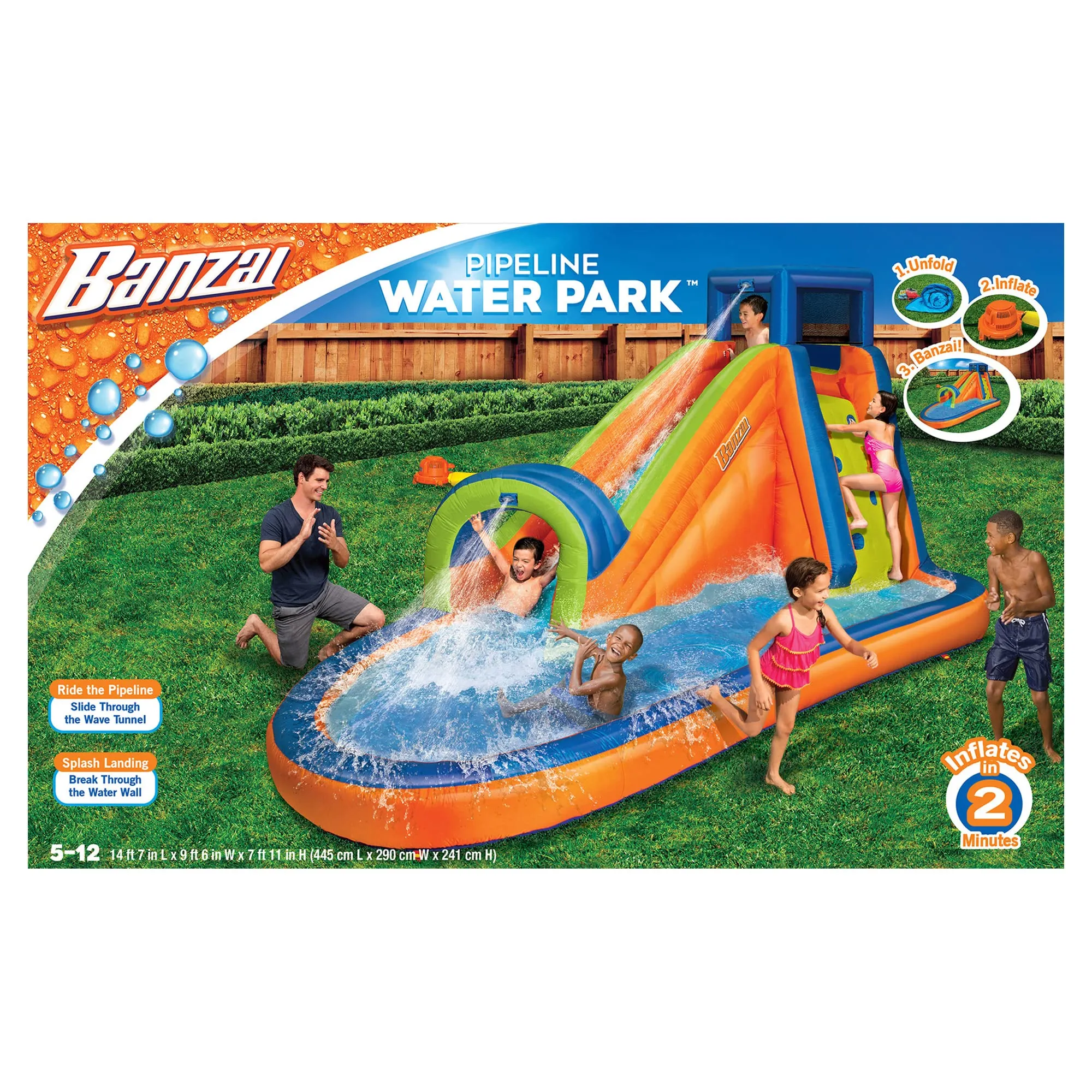 BANZAI Pipeline Water Park Toy Length: 14 ft 7 Width: 9 ft 6