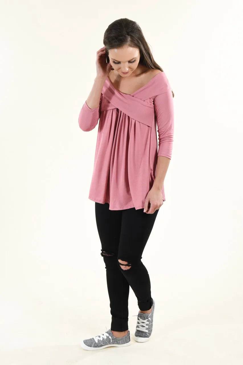 Be My Love 3/4 Top ~ Mauve