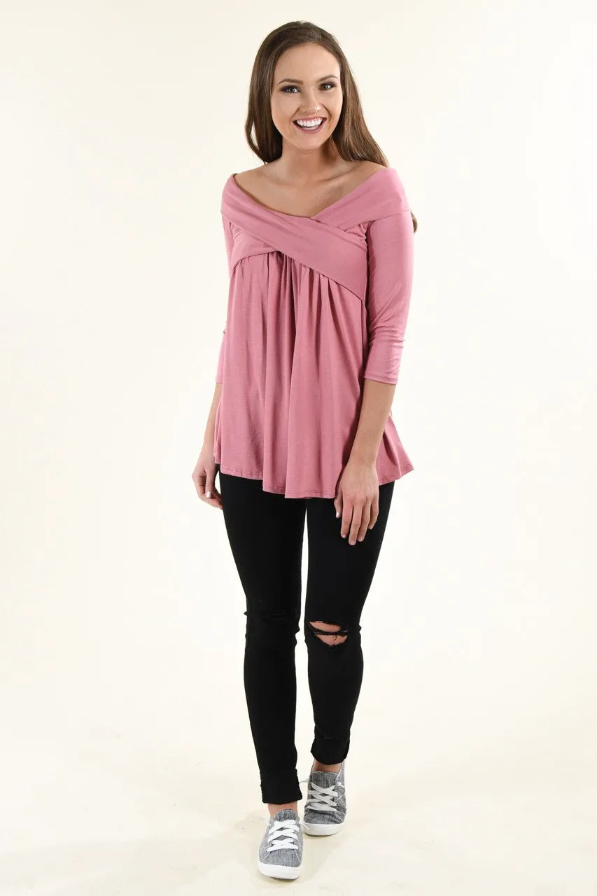 Be My Love 3/4 Top ~ Mauve