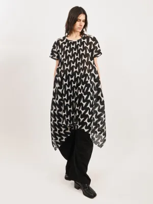 Black/White Jazzhands Thumb Plisse Blouse