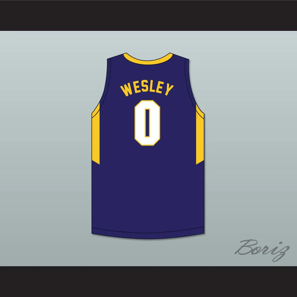 Blake Wesley 0 James Whitcomb Riley High School Wildcats Navy Blue Basketball Jersey 2