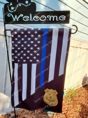 Blue Line American Flag Police 12 x18 Double Sided Garden Flag