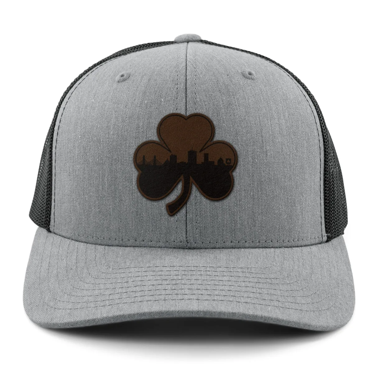 Boston Shamrock Skyline Leather Patch Classic Snapback Trucker