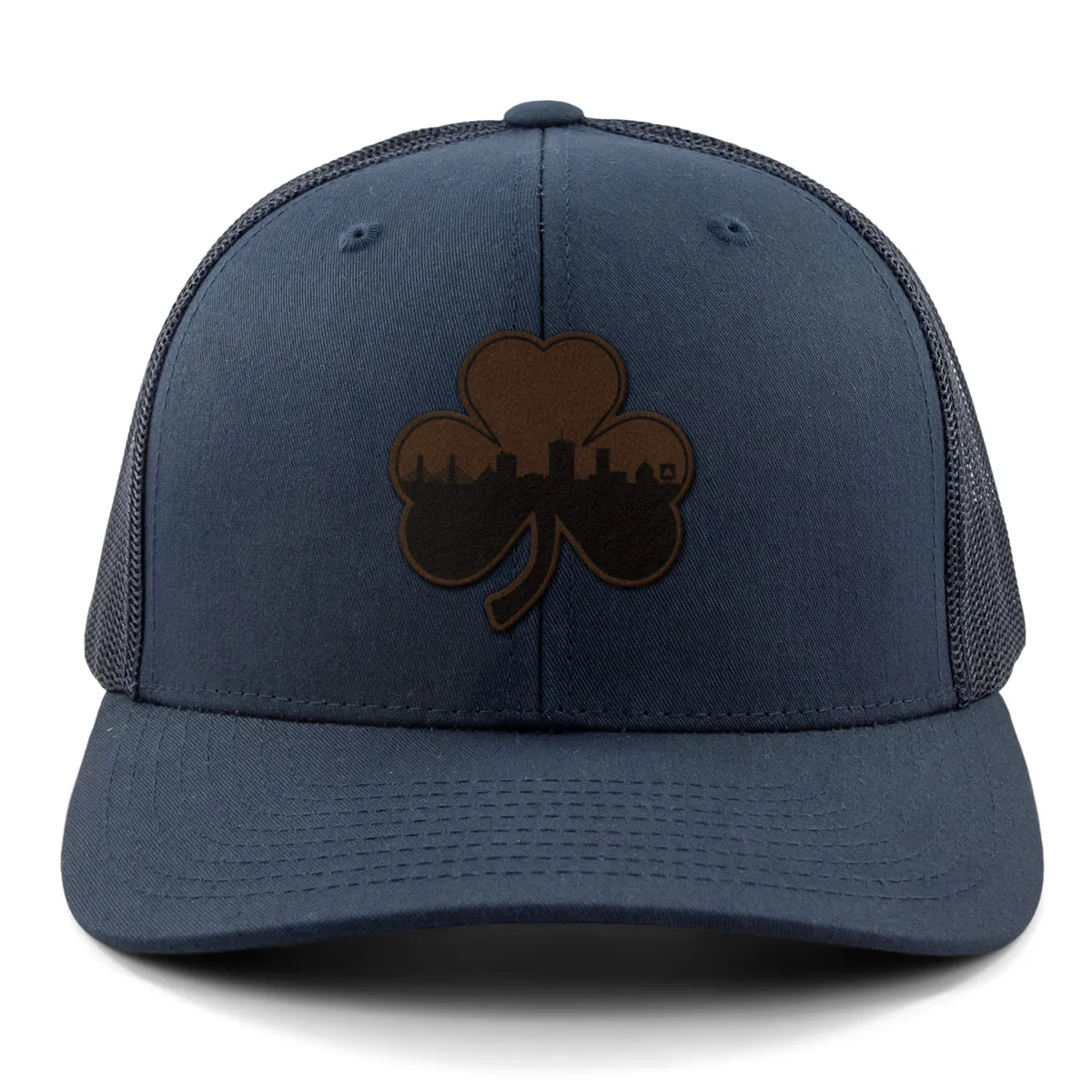 Boston Shamrock Skyline Leather Patch Classic Snapback Trucker