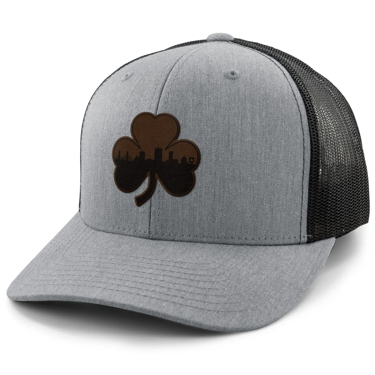 Boston Shamrock Skyline Leather Patch Classic Snapback Trucker