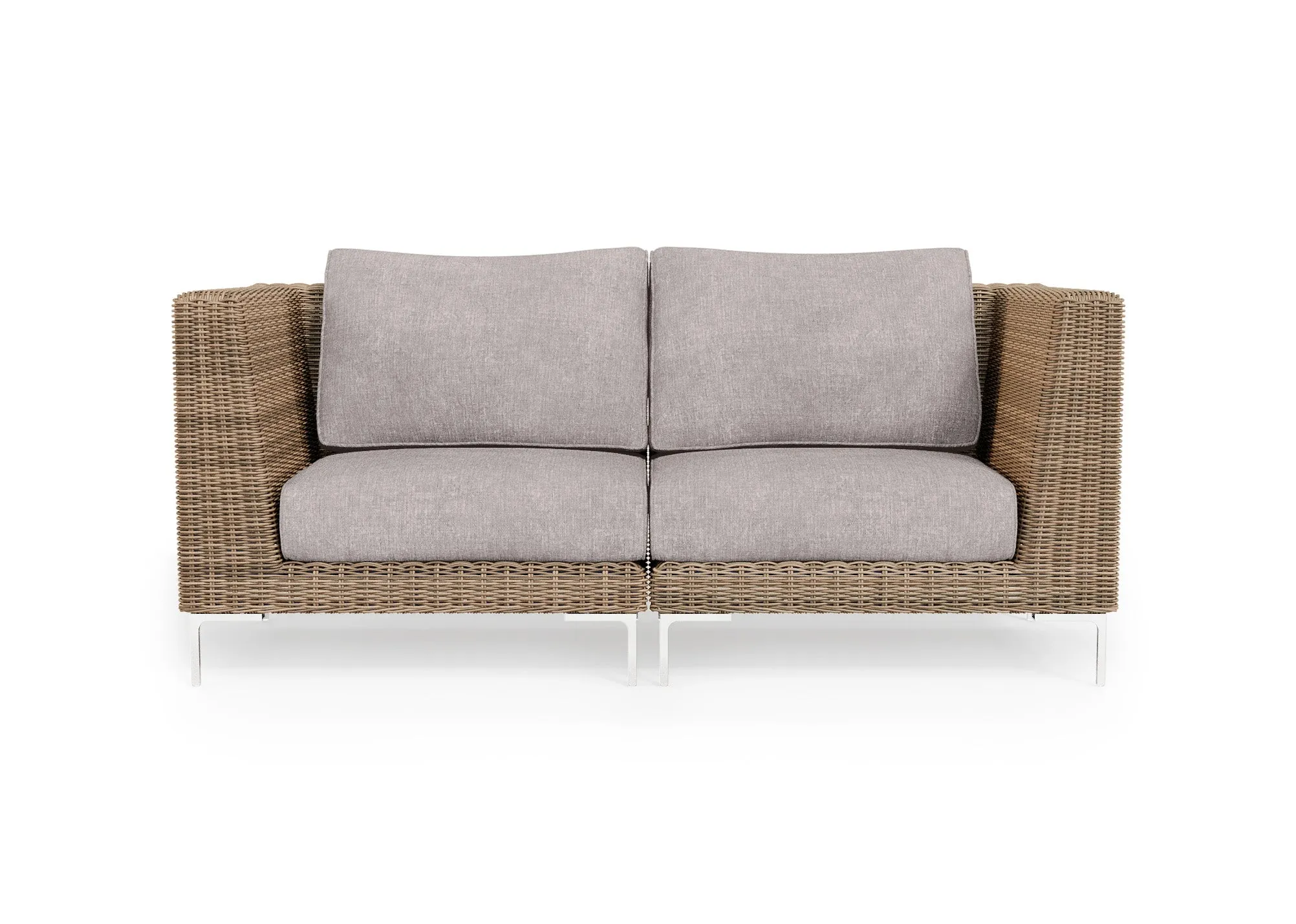 Brown Wicker Outdoor Loveseat