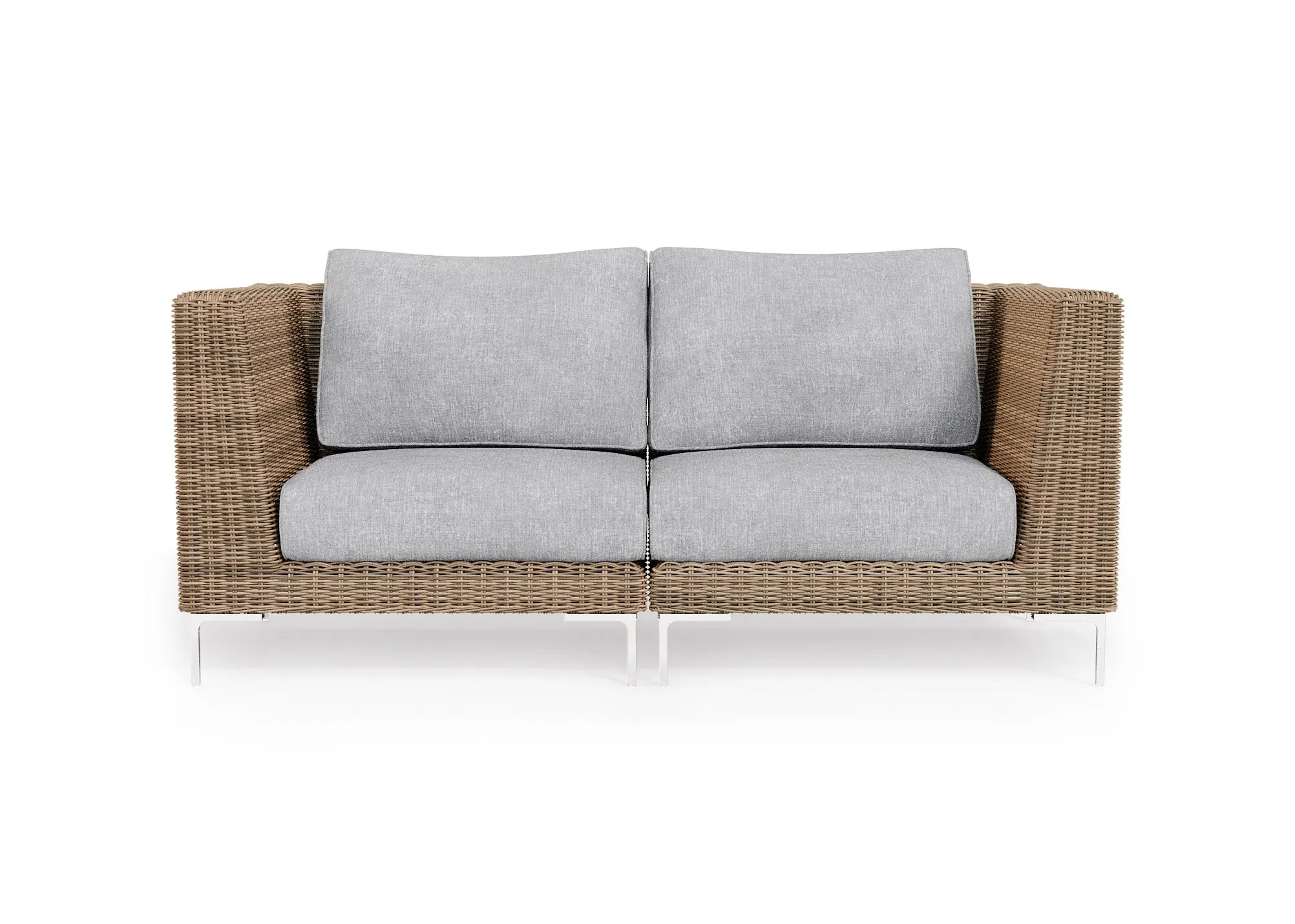 Brown Wicker Outdoor Loveseat