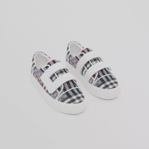 Burberry Stretch Cotton and Leather Sneakers