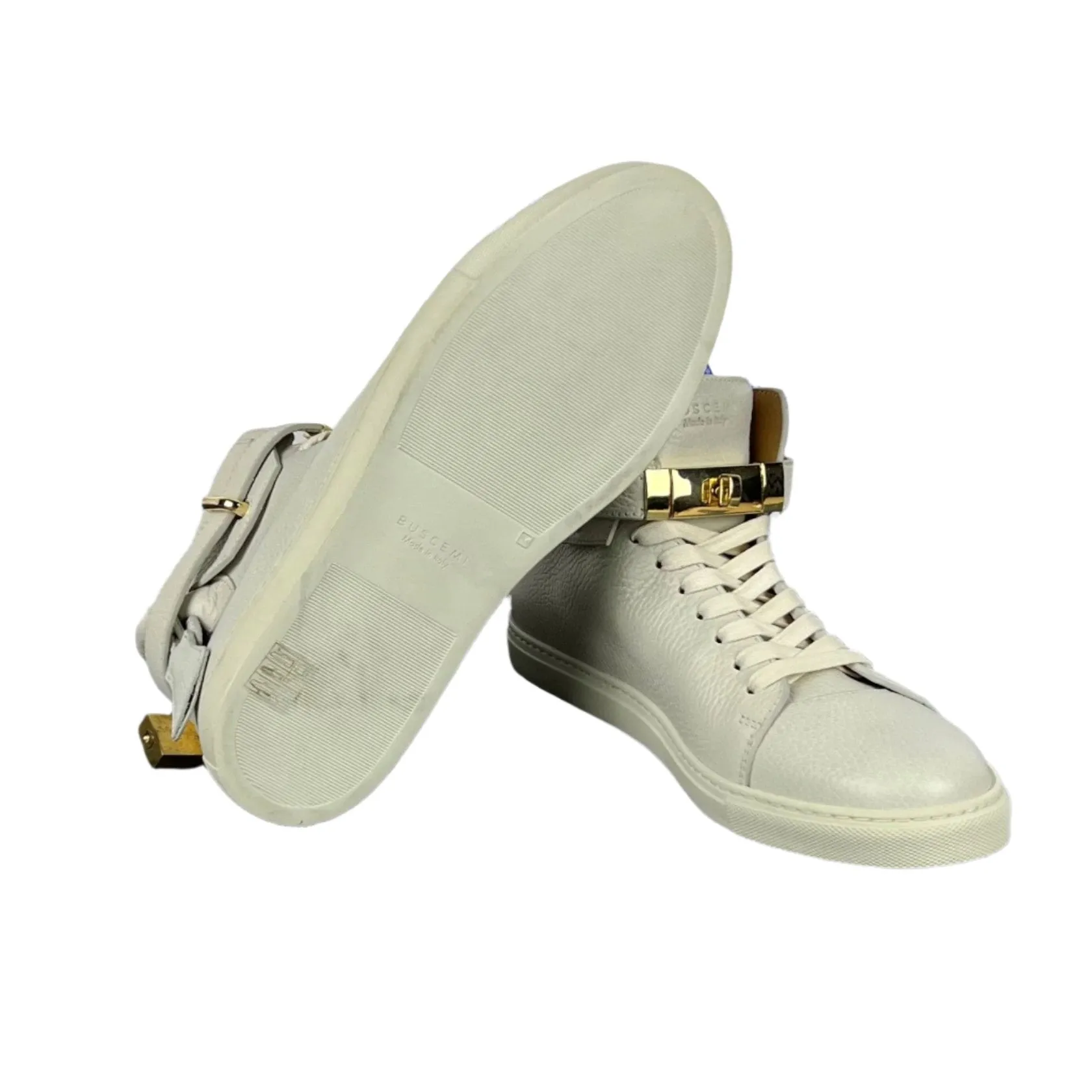 Buscemi Men's 100MM Off White Leather Sneakers SAMPLE