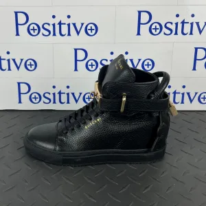 Buscemi Women's 100MM Alta Black/Black Leather Sneakers SAMPLE