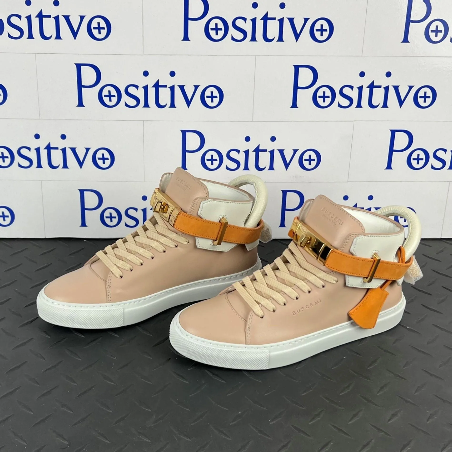 Buscemi Women's 100MM Nude Trio Leather Sneakers SAMPLE