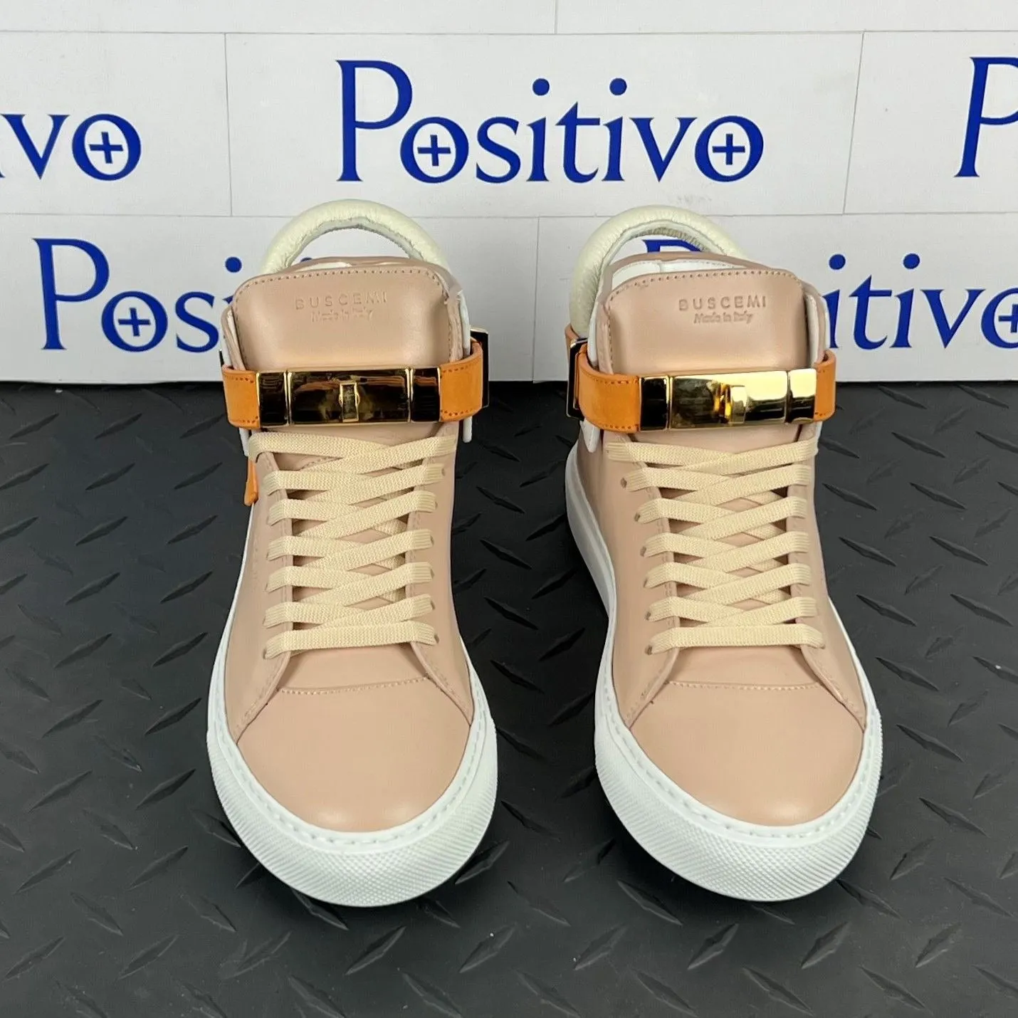 Buscemi Women's 100MM Nude Trio Leather Sneakers SAMPLE