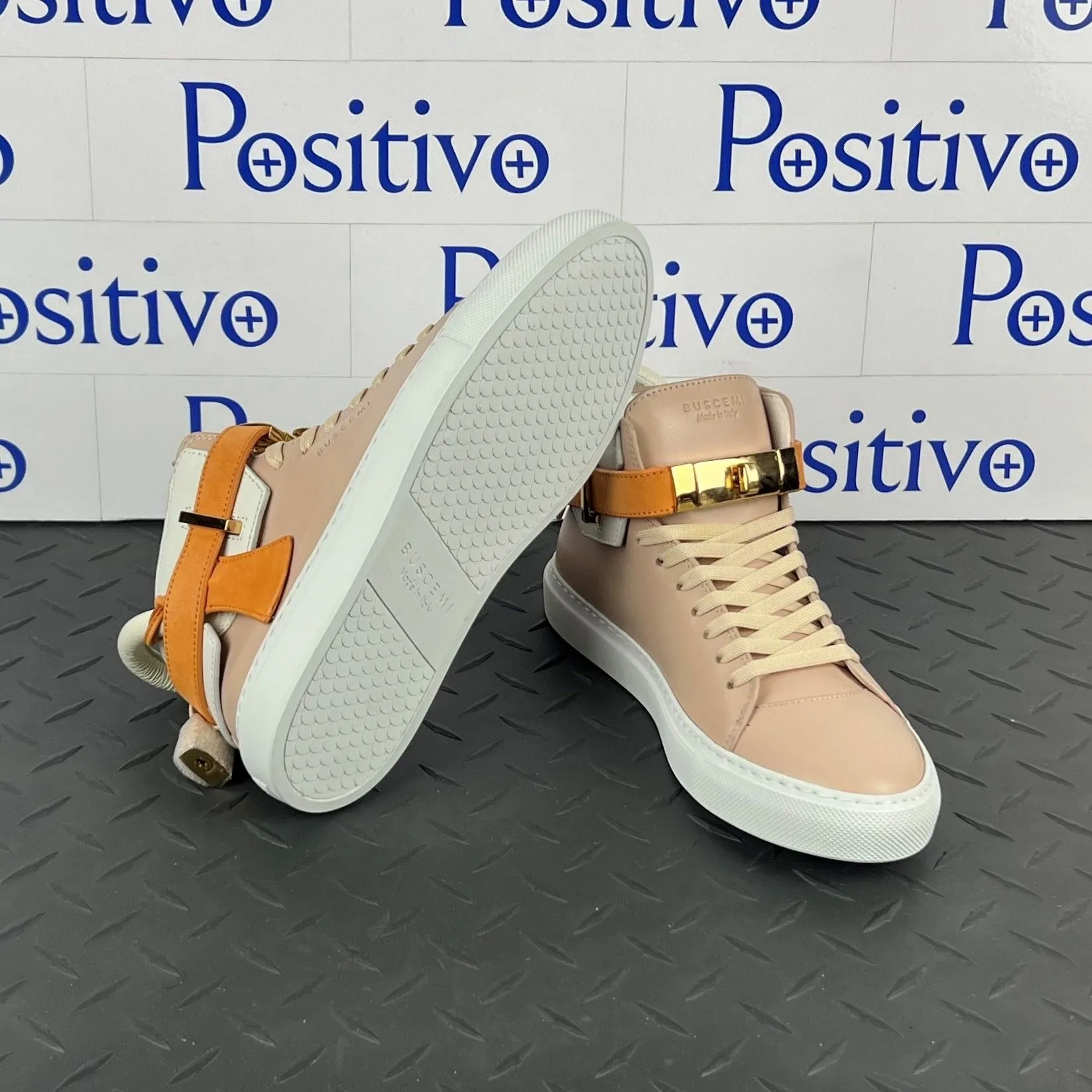 Buscemi Women's 100MM Nude Trio Leather Sneakers SAMPLE