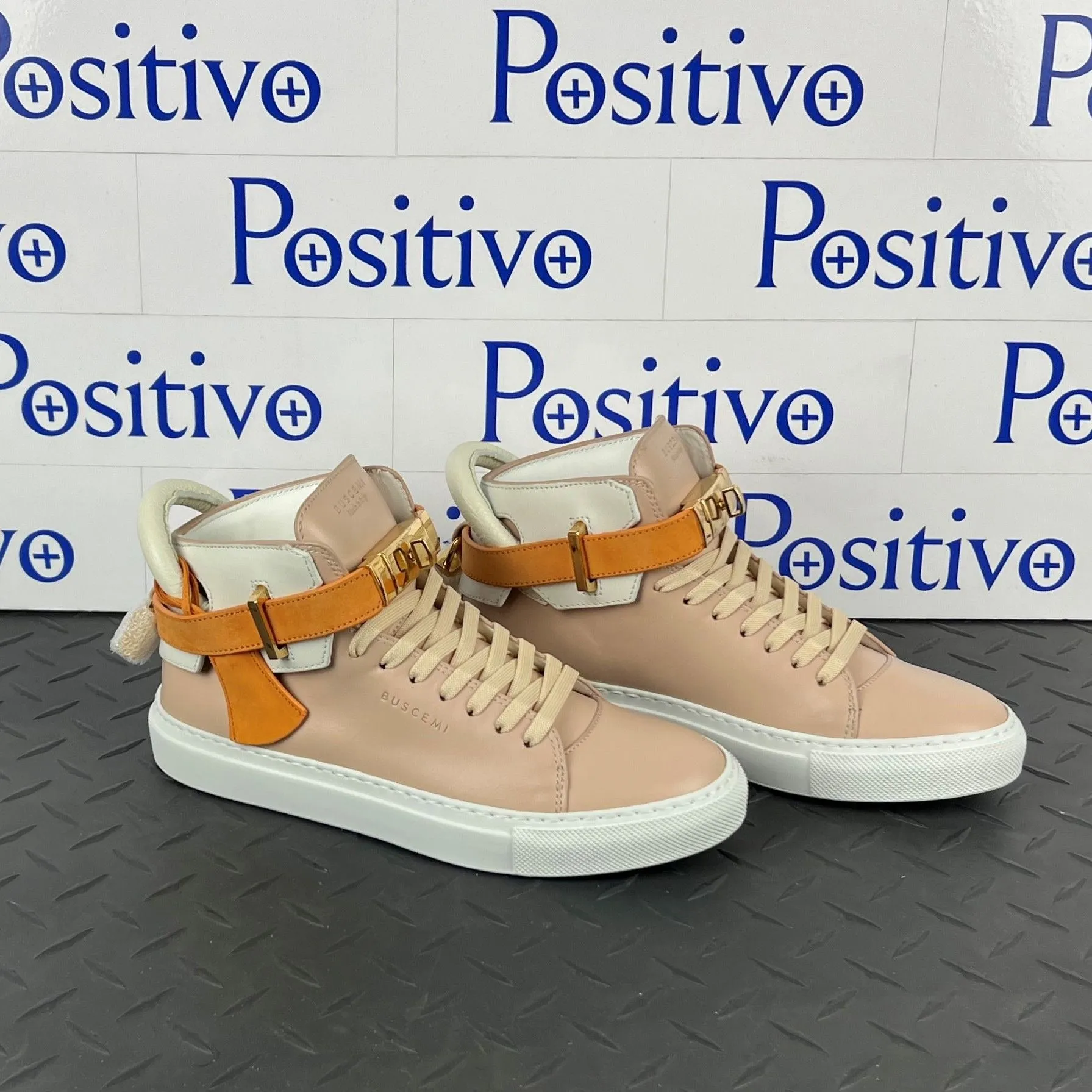 Buscemi Women's 100MM Nude Trio Leather Sneakers SAMPLE