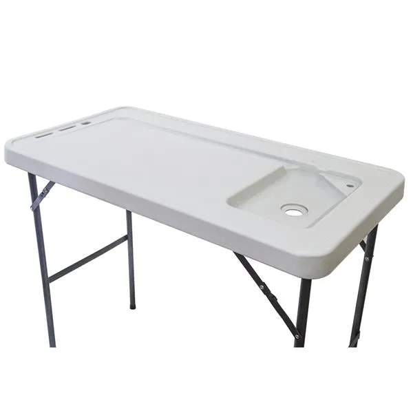 BXTY118 Outdoor Folding Multifunctional Fish Table Picnic Table with Spray Gun & Faucet White