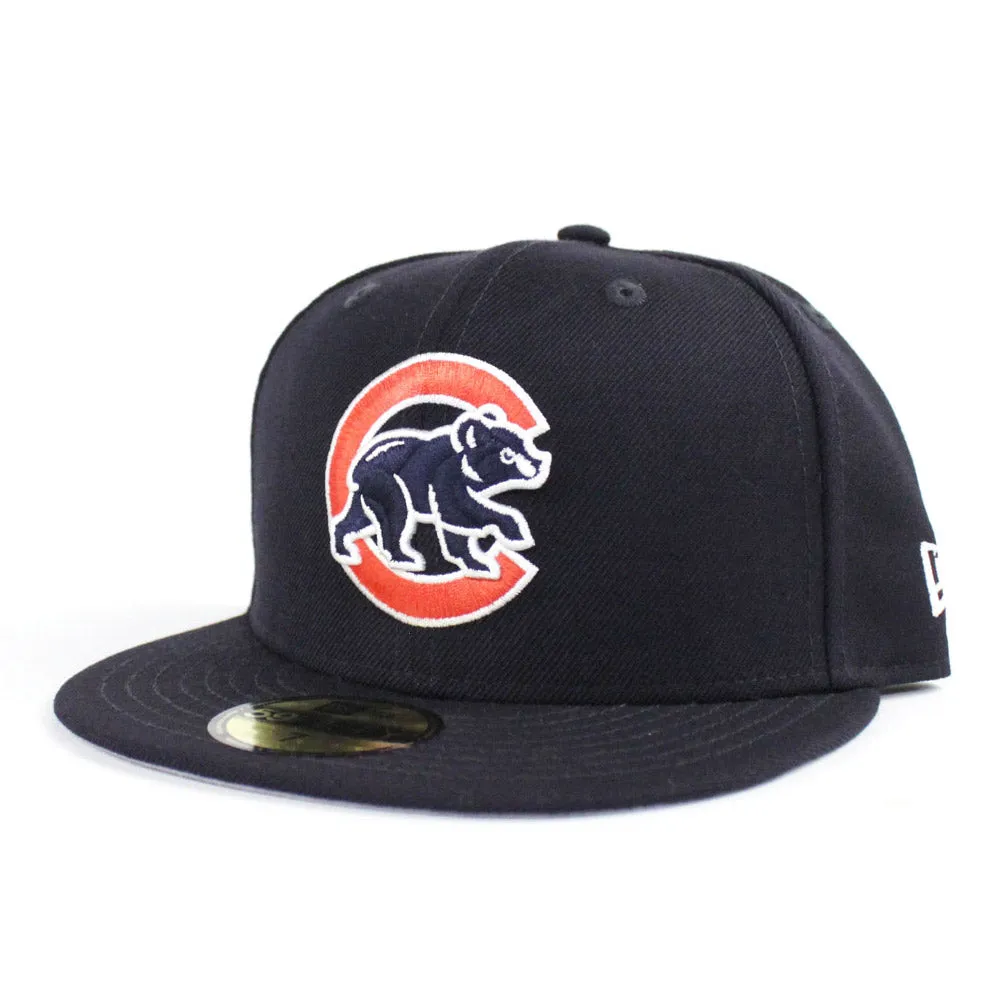 Chicago Cubs New Era 59Fifty Fitted Hat (Chicago Bears Color Navy Orange Gray Under Brim)