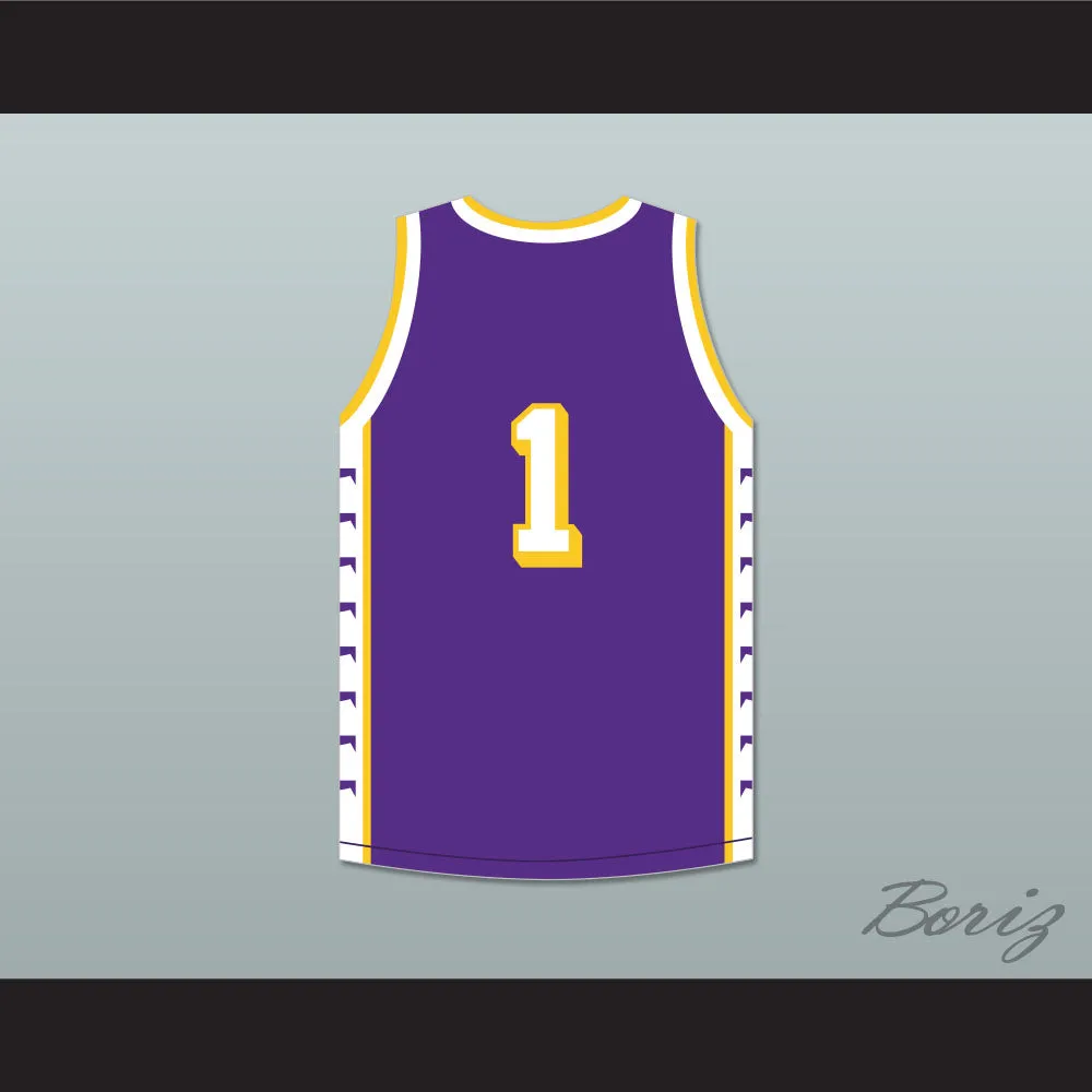 Chris Bosh 1 Lincoln High School Dallas Tigers Purple Basketball Jersey 1