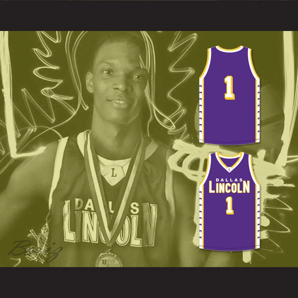 Chris Bosh 1 Lincoln High School Dallas Tigers Purple Basketball Jersey 1
