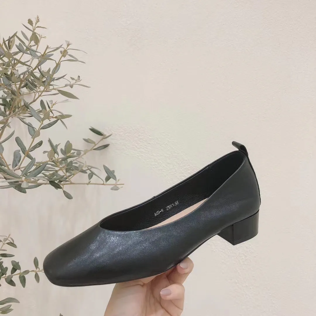 Classic Low Heel Lamb Skin Shoes