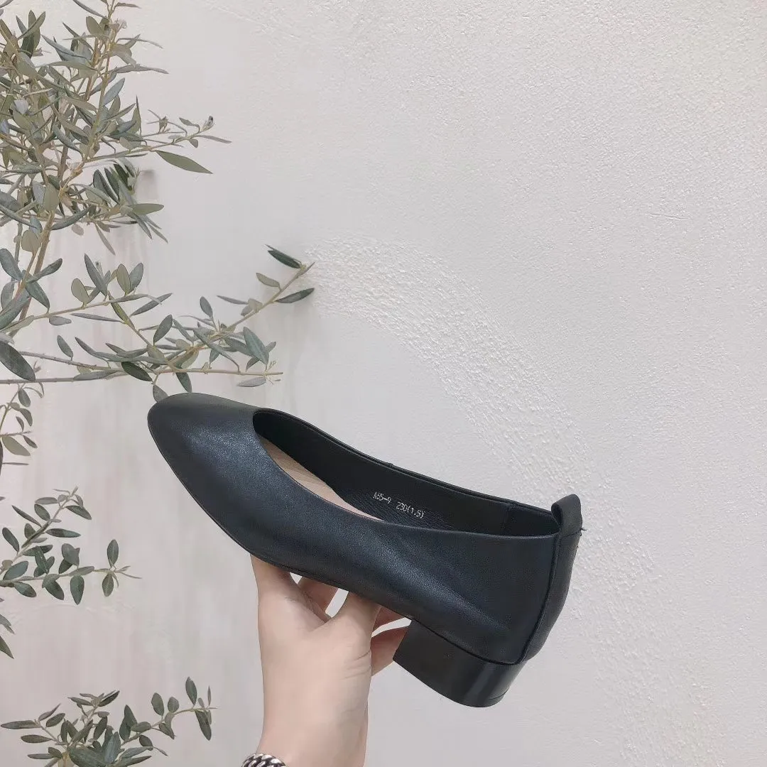 Classic Low Heel Lamb Skin Shoes