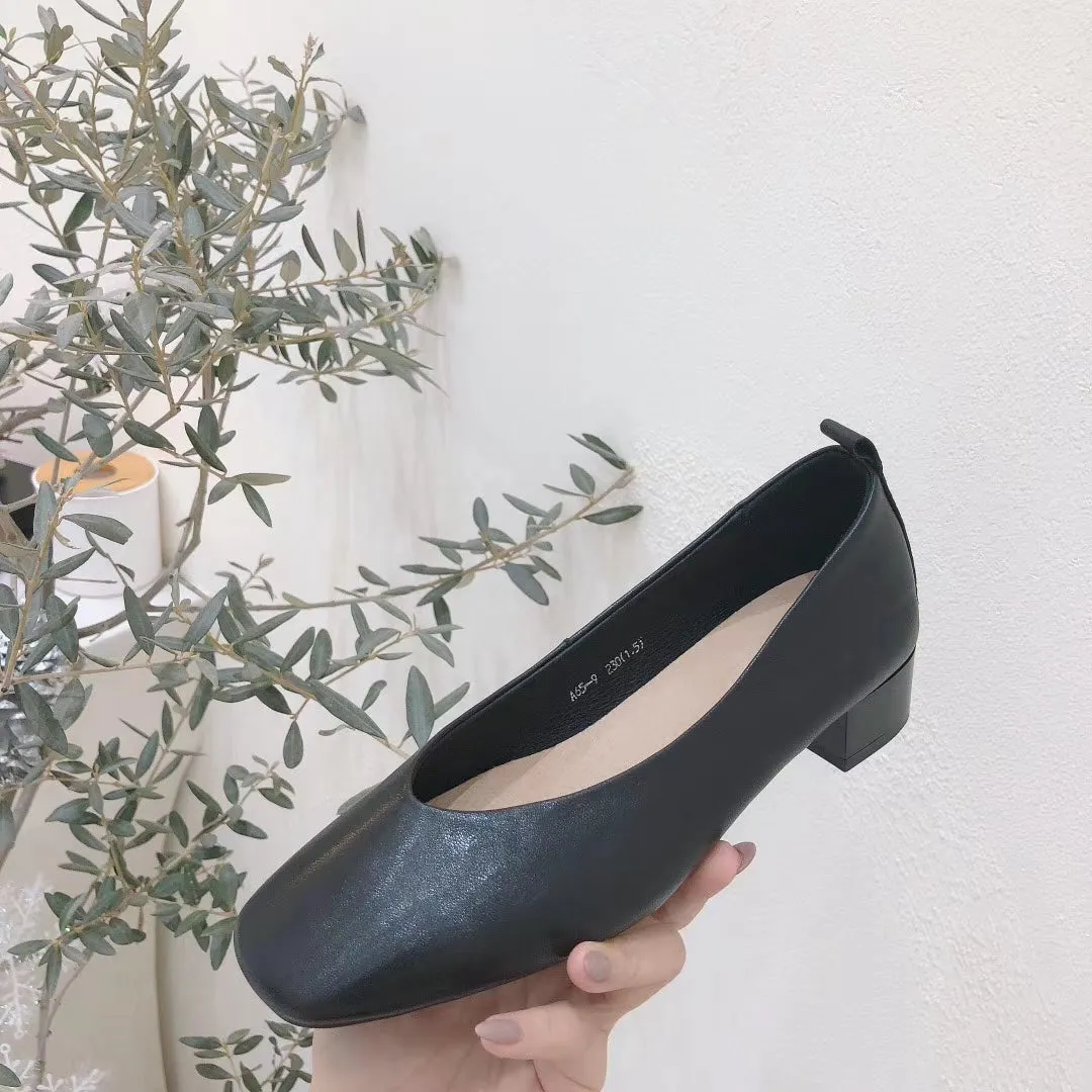 Classic Low Heel Lamb Skin Shoes