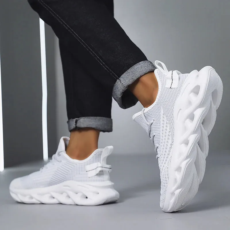 Comfortable Sneakers – Breathable Mesh Tennis Sports Running & Walking Outdoor Shoes for Men, Red Flying Weave, Slip-on Gym Shoes