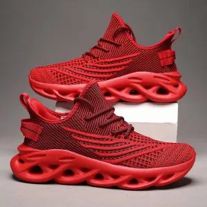 Comfortable Sneakers – Breathable Mesh Tennis Sports Running & Walking Outdoor Shoes for Men, Red Flying Weave, Slip-on Gym Shoes