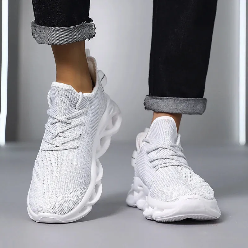 Comfortable Sneakers – Breathable Mesh Tennis Sports Running & Walking Outdoor Shoes for Men, Red Flying Weave, Slip-on Gym Shoes