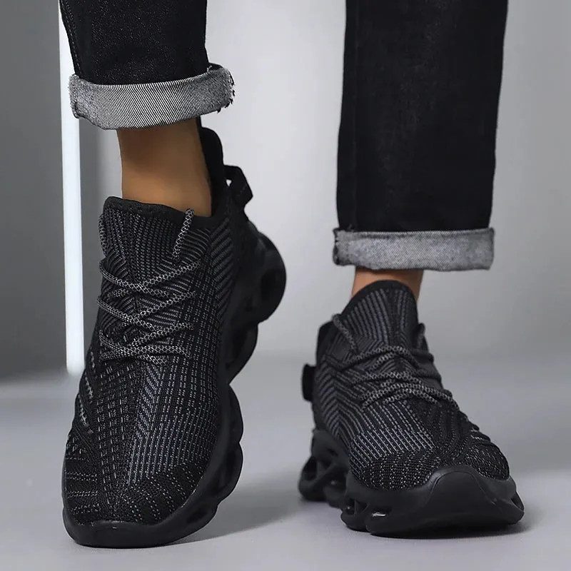 Comfortable Sneakers – Breathable Mesh Tennis Sports Running & Walking Outdoor Shoes for Men, Red Flying Weave, Slip-on Gym Shoes