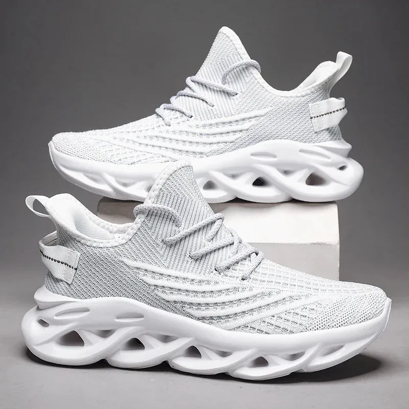 Comfortable Sneakers – Breathable Mesh Tennis Sports Running & Walking Outdoor Shoes for Men, Red Flying Weave, Slip-on Gym Shoes