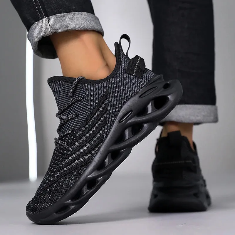 Comfortable Sneakers – Breathable Mesh Tennis Sports Running & Walking Outdoor Shoes for Men, Red Flying Weave, Slip-on Gym Shoes