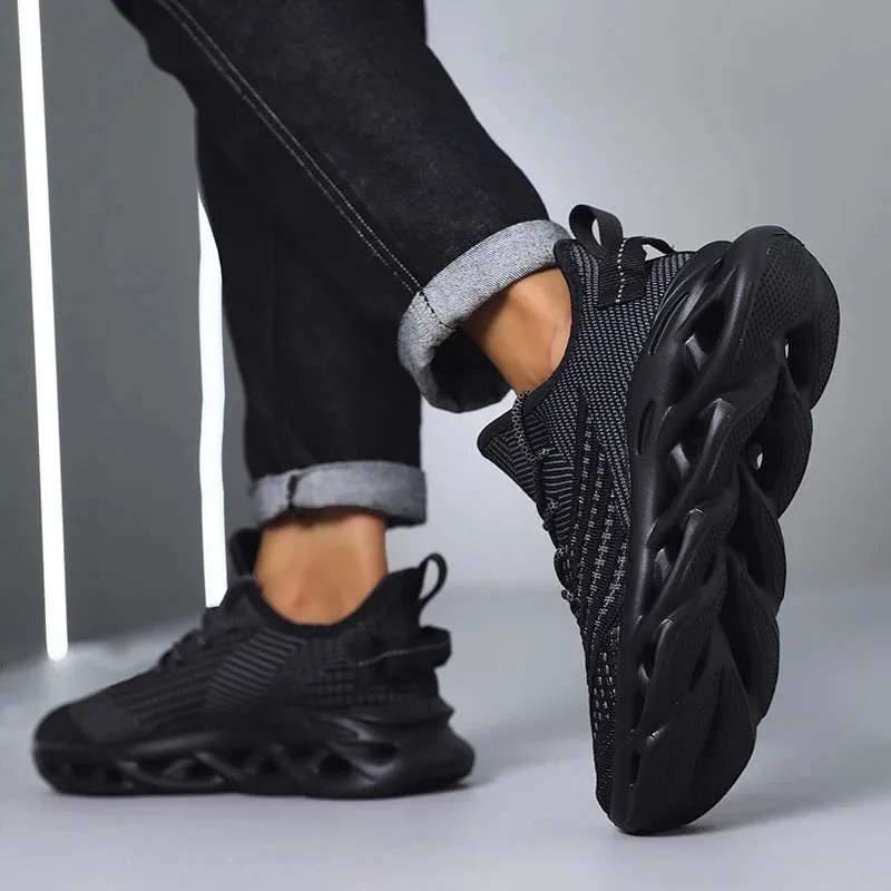Comfortable Sneakers – Breathable Mesh Tennis Sports Running & Walking Outdoor Shoes for Men, Red Flying Weave, Slip-on Gym Shoes