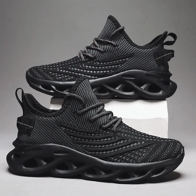Comfortable Sneakers – Breathable Mesh Tennis Sports Running & Walking Outdoor Shoes for Men, Red Flying Weave, Slip-on Gym Shoes