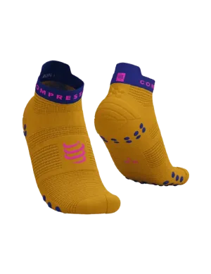 Compressport Unisex's Pro Racing Socks v4.0 Run Low - Saffron/Dazz Blue