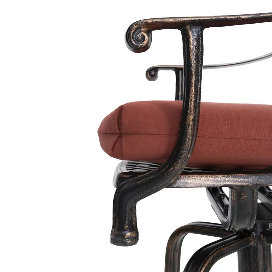 Crestlive Products Patio bar stool Aluminum Frame In Antique Brown Finish Metal Swivel Bar Stool with Red Sunbrella Fabric Cushioned Seat! Retails $290US 