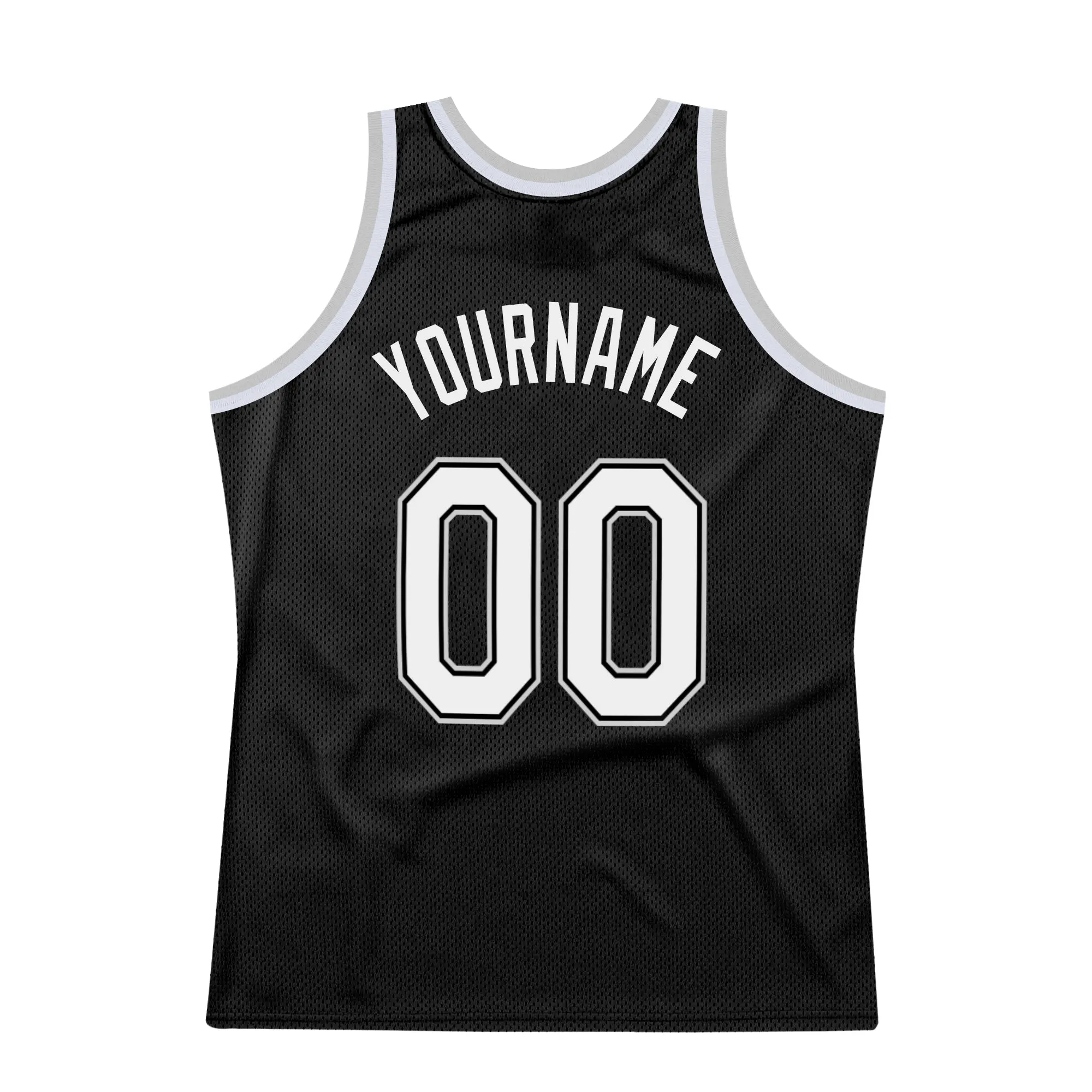 Custom Black White-Gray Authentic Throwback Basketball Jersey