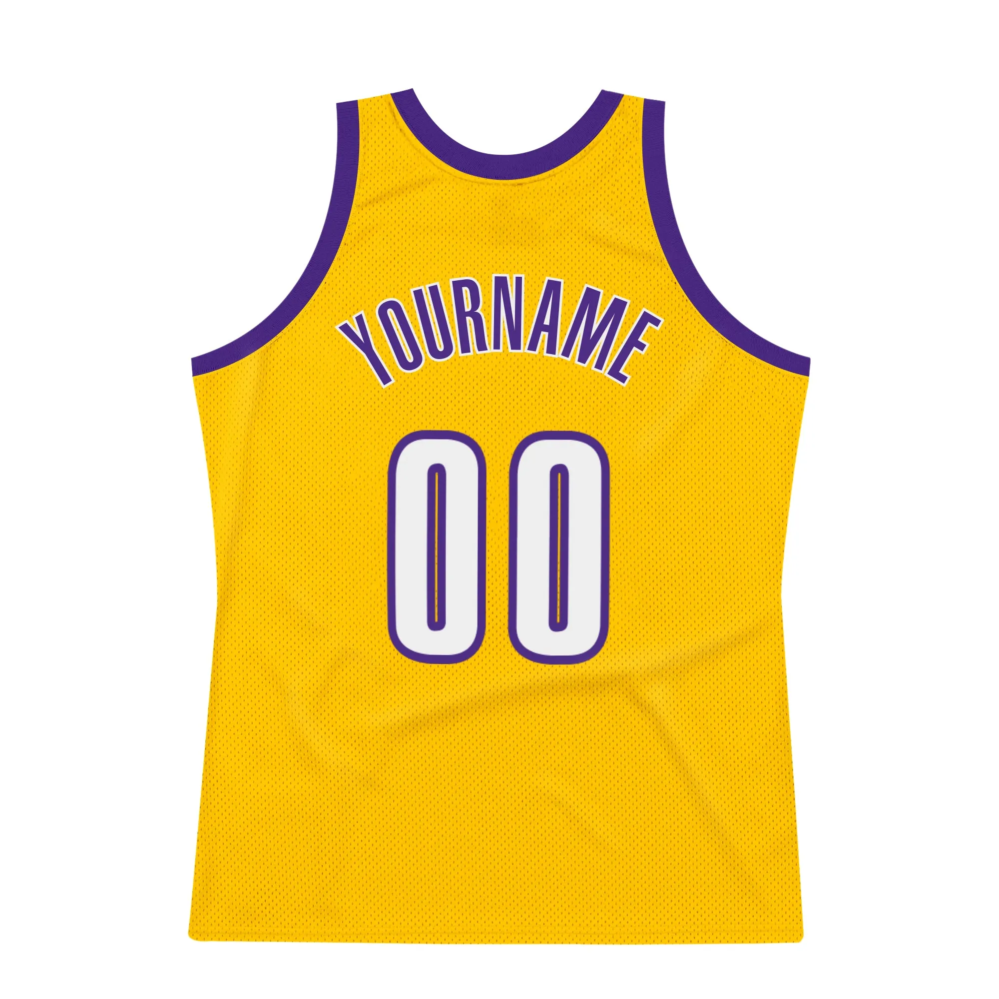 Custom Gold White-Purple Authentic Throwback Basketball Jersey