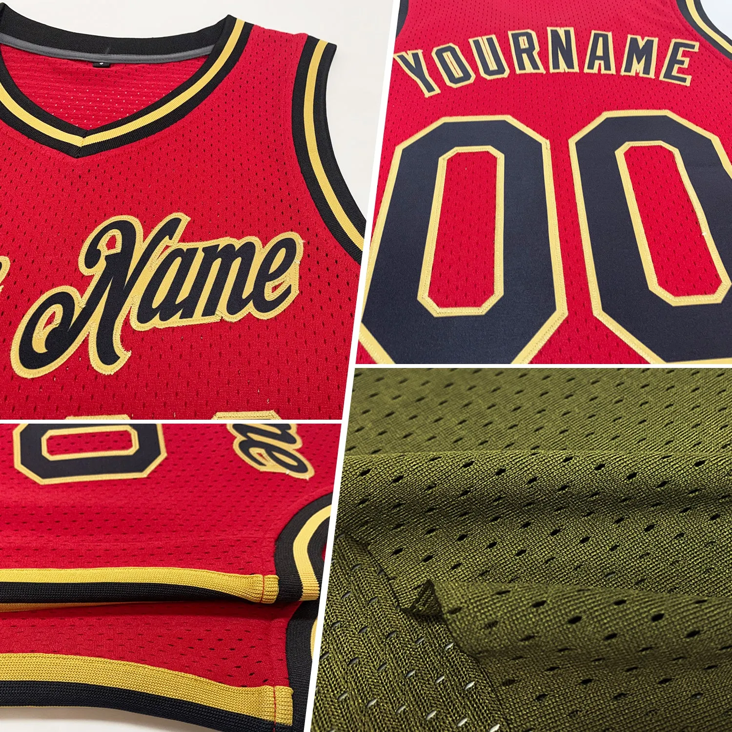 Custom Olive Red-Cream Authentic Throwback Salute To Service Basketball Jersey