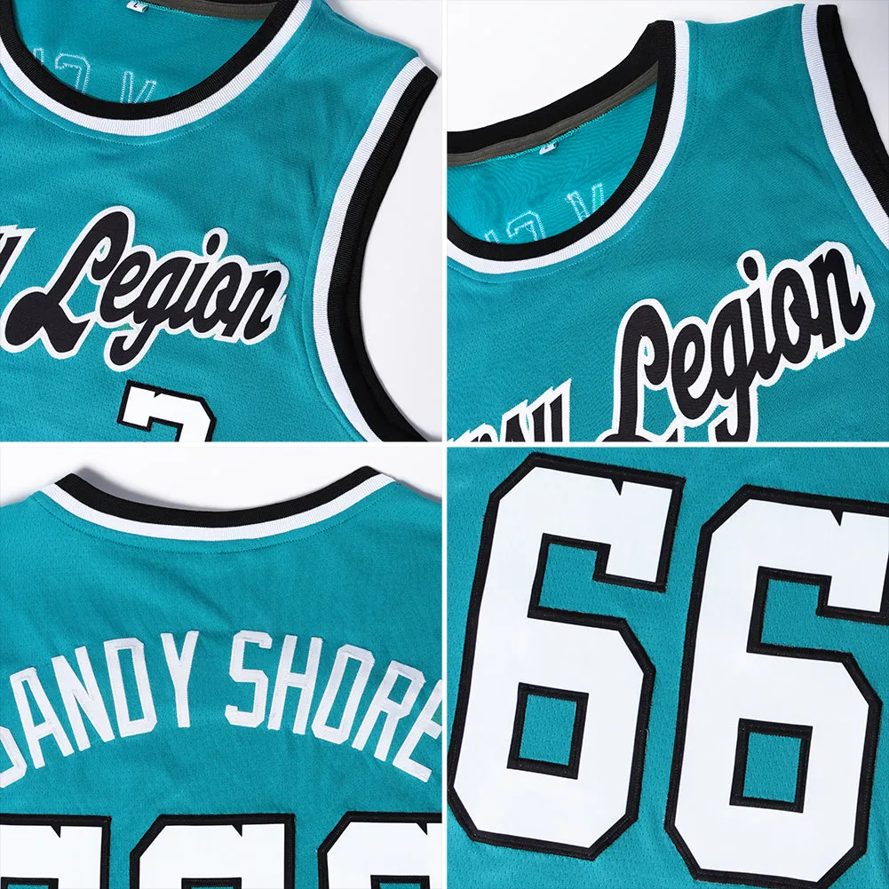 Custom Teal Orange-Gray Authentic Throwback Basketball Jersey
