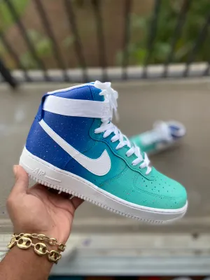 Custom Turquoise  High Top Air Force 1s