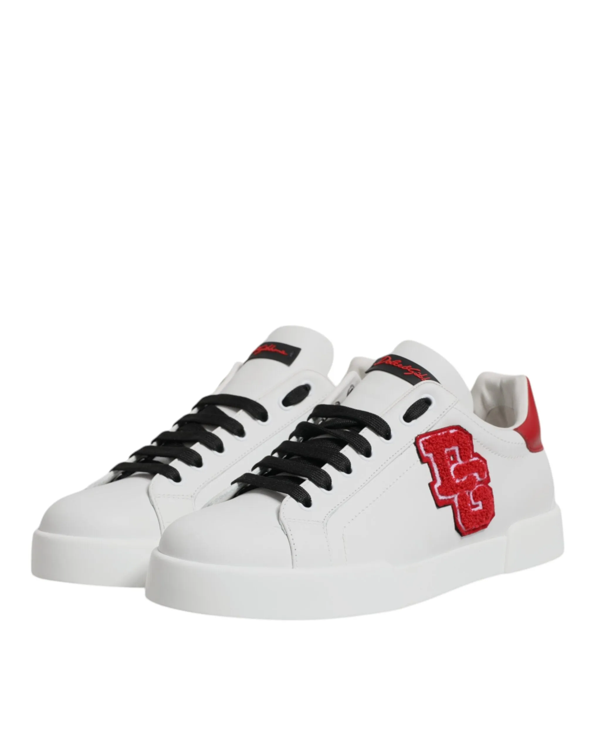 Dolce & Gabbana White Leather Logo Low Top Sneakers Shoes