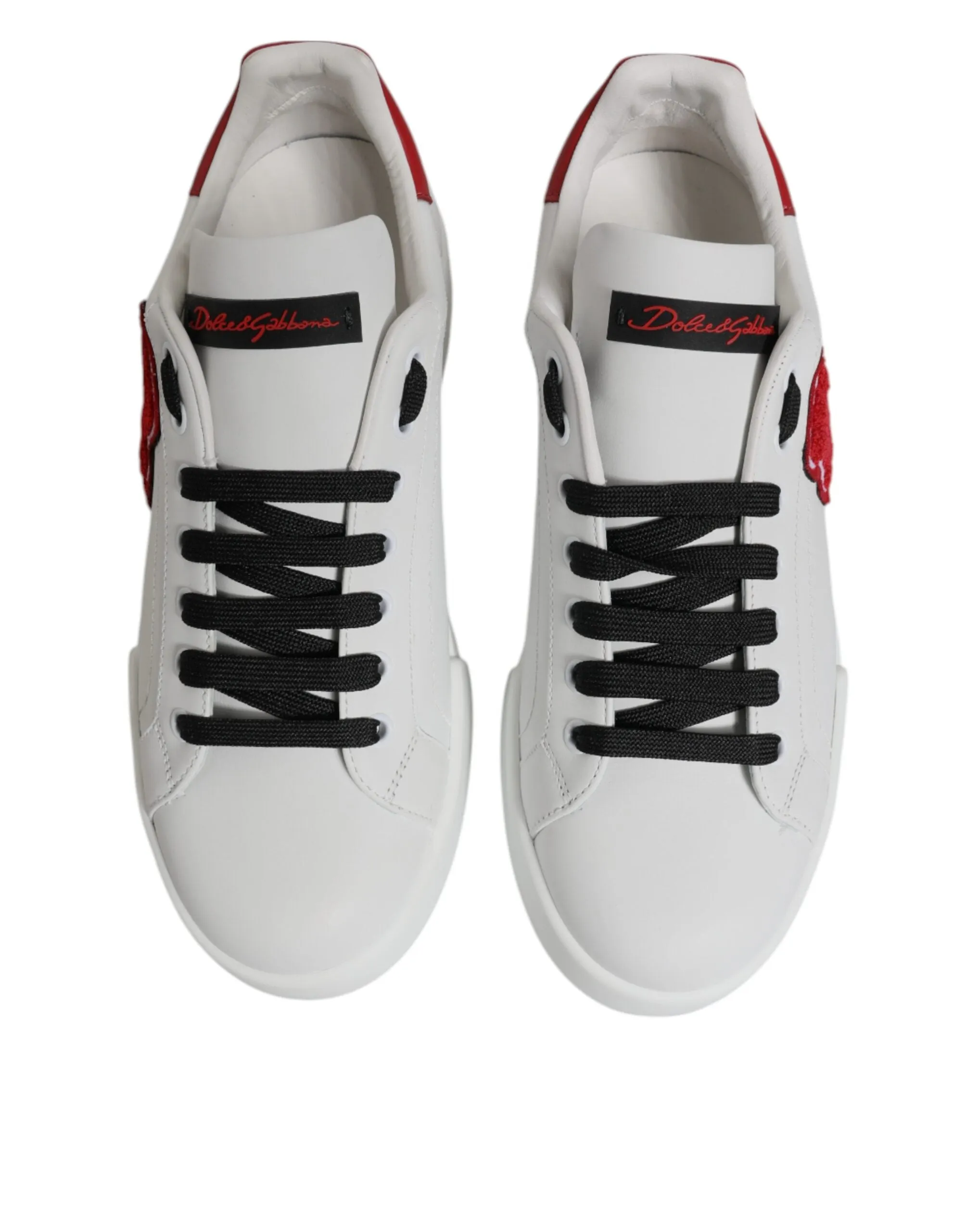 Dolce & Gabbana White Leather Logo Low Top Sneakers Shoes