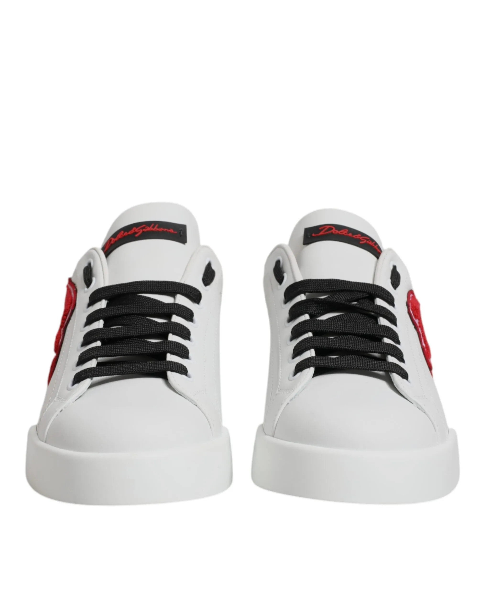Dolce & Gabbana White Leather Logo Low Top Sneakers Shoes
