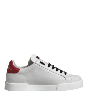 Dolce & Gabbana White Leather Logo Low Top Sneakers Shoes