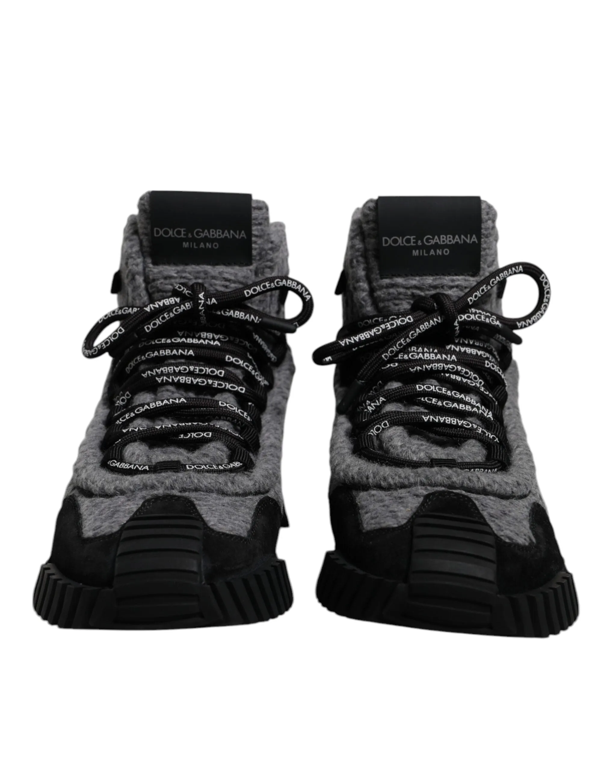 Dolce&Gabbana NS1 Men Black Sneakers Nylon Wool High Top Flat Ankle Boots EUR 40