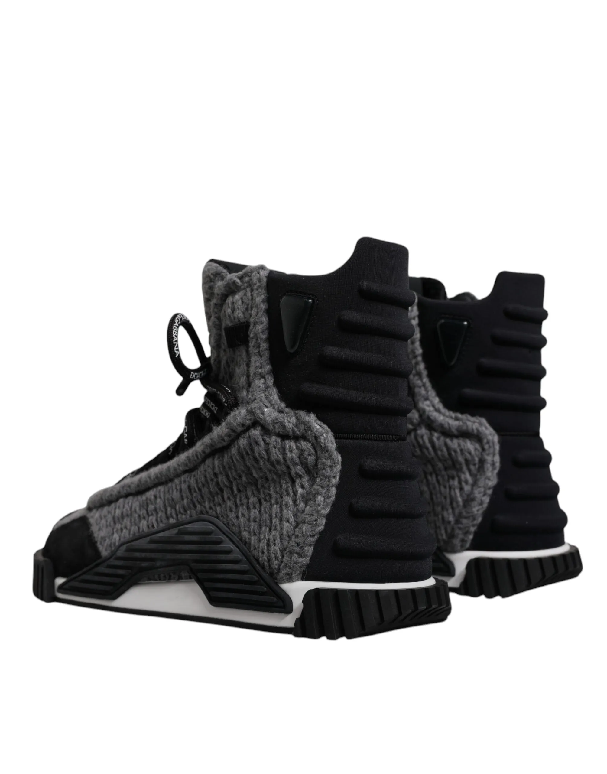 Dolce&Gabbana NS1 Men Black Sneakers Nylon Wool High Top Flat Ankle Boots EUR 40