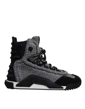 Dolce&Gabbana NS1 Men Black Sneakers Nylon Wool High Top Flat Ankle Boots EUR 40