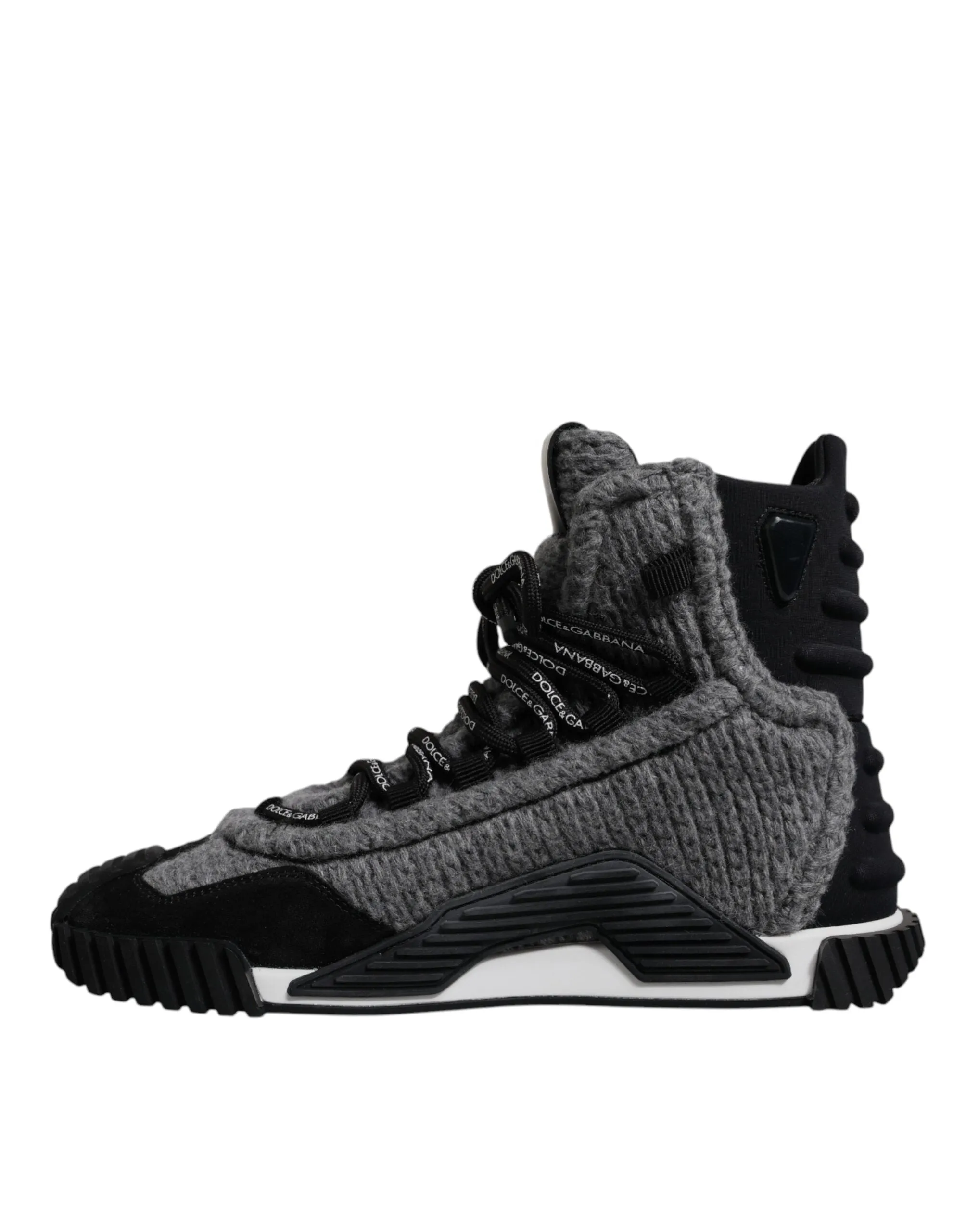 Dolce&Gabbana NS1 Men Black Sneakers Nylon Wool High Top Flat Ankle Boots EUR 40